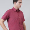 ACCOX Comfort Micro Checked Short Sleeves Cotton Formal Shirt