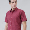 ACCOX Comfort Micro Checked Short Sleeves Cotton Formal Shirt