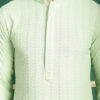 Anouk Checked Mandarin Collar Long Sleeves Thread Work Kurta