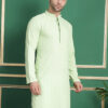 Anouk Checked Mandarin Collar Long Sleeves Thread Work Kurta