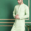 Anouk Checked Mandarin Collar Long Sleeves Thread Work Kurta