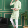 Anouk Checked Mandarin Collar Long Sleeves Thread Work Kurta