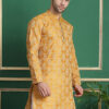 Anouk Floral Mandarin Collar Long Sleeves Thread Work Kurta