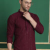 Anouk Geometric Mandarin Collar Long Sleeves Sequinned Kurta