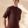 Anouk Men Mandarin Collar Roll-Up Sleeves Cotton Straight Short Kurta