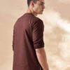 Anouk Men Mandarin Collar Roll-Up Sleeves Cotton Straight Short Kurta