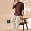 Anouk Men Mandarin Collar Roll-Up Sleeves Cotton Straight Short Kurta