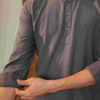 Anouk Men's Classic Grey Solid Cotton Straight Long Kurta