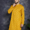 Anouk Mustard Yellow Ethnic Motifs Printed Band Collar Straight Kurta