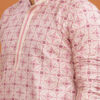 Anouk Pink Geometric Printed Sequinned Mandarin Collar Cotton Straight Kurta