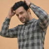 Anouk Rustic Checked Thread Work Pathani Cotton Kurta