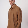 Bene Kleed Men Brown solid full sleeves Cotton Oversize Casual Shirt