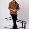 Bene Kleed Men Brown solid full sleeves Cotton Oversize Casual Shirt