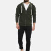 Campus Sutra Men Olive Green Solid Hooded Sweatshirt