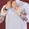 CHARLOTTE GRACIOUS Men Floral Printed White Romance Jacquard Kurta