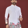 CHARLOTTE GRACIOUS Men Floral Printed White Romance Jacquard Kurta