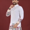 CHARLOTTE GRACIOUS Men Floral Printed White Romance Jacquard Kurta