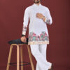 CHARLOTTE GRACIOUS Men Floral Printed White Romance Jacquard Kurta