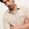 Dennis Lingo Boxy Fit Textured Spread Collar Shirt