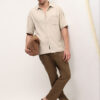 Dennis Lingo Boxy Fit Textured Spread Collar Shirt