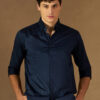 DENNISON Men Navy Blue Comfort Regular Fit Solid Formal Shirt
