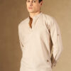 DENNISON Men Pure Cotton Beige Solid Kurta