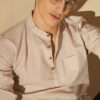 DENNISON Men Pure Cotton Beige Solid Kurta