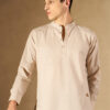 DENNISON Men Pure Cotton Beige Solid Kurta