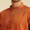 Diwas by Manyavar Woven Design Mandarin Collar Cotton Straight Kurta