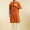 Diwas by Manyavar Woven Design Mandarin Collar Cotton Straight Kurta