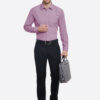 English Navy Men Mauve Slim Fit Solid Formal Shirt