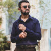 English Navy Men Navy Blue Slim Fit Solid Formal Shirt