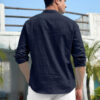 Fifth U Men Navy Blue Cotton Kurtas