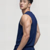 Friskers Mens Navy Blue Sleeveless Round Neck Tshirts