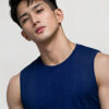 Friskers Mens Navy Blue Sleeveless Round Neck Tshirts