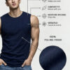 Friskers Mens Navy Blue Sleeveless Round Neck Tshirts