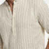 glitchez Striped Band Collar Casual Shirt