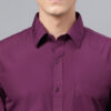 Hancock Men Purple Slim Fit Solid Formal Shirt