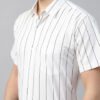 Hancock Men Spread Collar Vertical Striped Cotton Slim Fit Formal Shirt