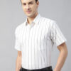 Hancock Men Spread Collar Vertical Striped Cotton Slim Fit Formal Shirt