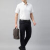 Hancock Men Spread Collar Vertical Striped Cotton Slim Fit Formal Shirt