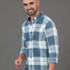HERE&NOW Blue Slim Fit Checked Button-Down Collar Opaque Cotton Casual Shirt