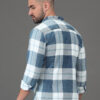 HERE&NOW Blue Slim Fit Checked Button-Down Collar Opaque Cotton Casual Shirt
