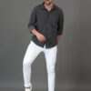 HERE&NOW Grey Slim Fit Textured Opaque Casual Shirt