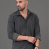 HERE&NOW Grey Slim Fit Textured Opaque Casual Shirt