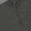 HERE&NOW Mandarin Collar Geometric Cotton Thread Work Dobby Short Kurta