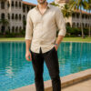 HERE&NOW Men Cotton Linen Casual Shirt