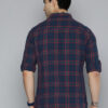 HERE&NOW Men Navy Blue Slim Fit Checked Casual Shirt