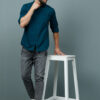 HERE&NOW Men Teal Slim Fit Cotton Casual Shirt