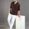 HERE&NOW Ribbed Cuban Collar Corduroy Oversized Casual Shirt